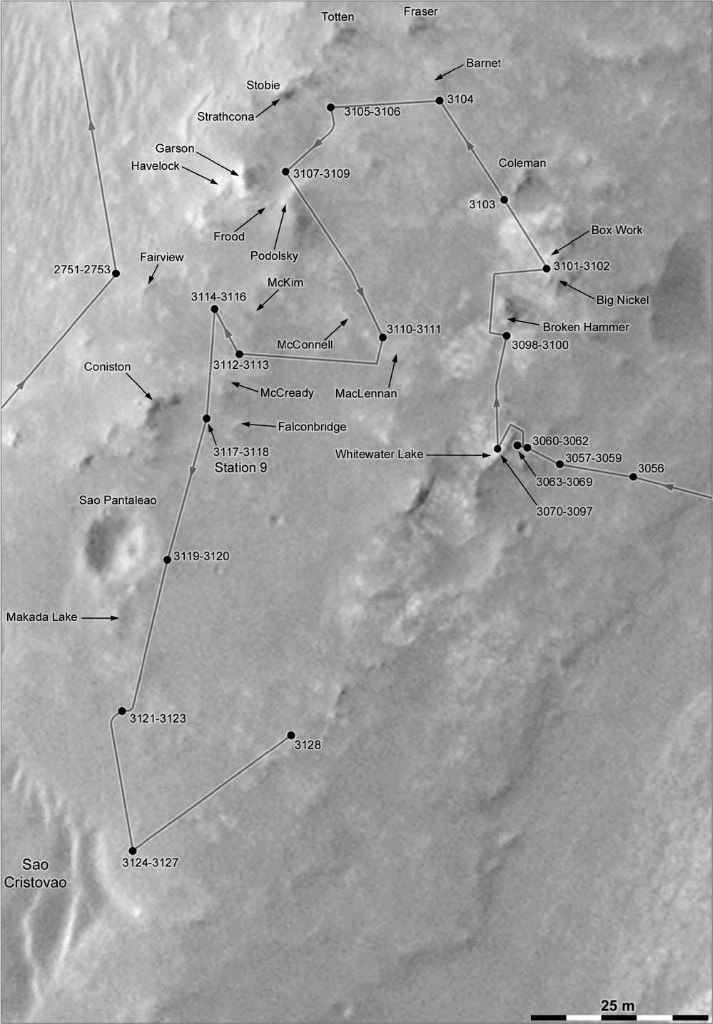 Карта ©Phil Stooke работа марсохода Opportunity на поверхности