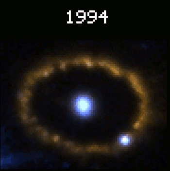 взрыв сверхновой 1987А с образованием светящегося газового кольца