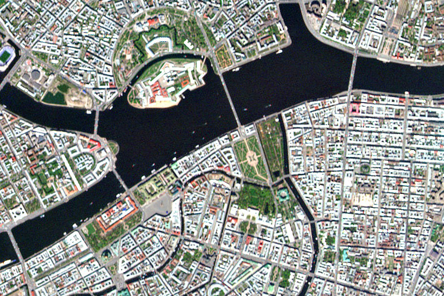спутниковый снимок Санкт-Петербурга от компании Planet
