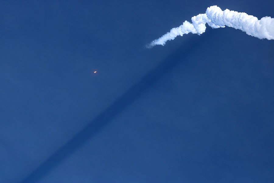 Конденсационный след от ракеты «Союз-2.1а»