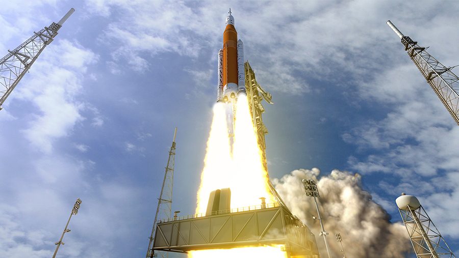 Рендер старта ракеты NASA SLS