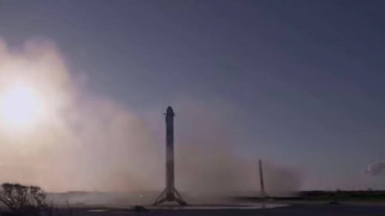 Посадка ступени Falcon Heavy