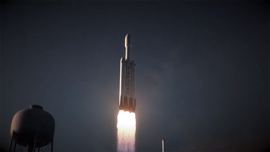 Старт ракеты-носителя Falcon Heavy